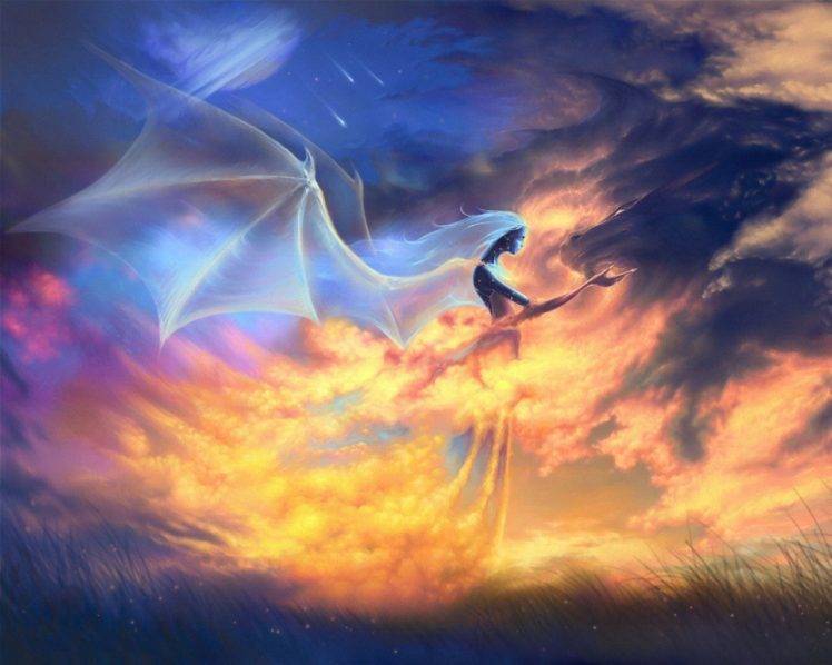 artwork, Angel, Sky HD Wallpaper Desktop Background