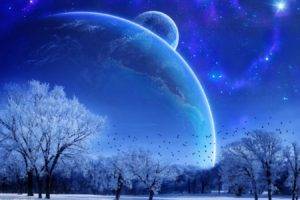Moon,   landscape, Winter, Digital art, Planet