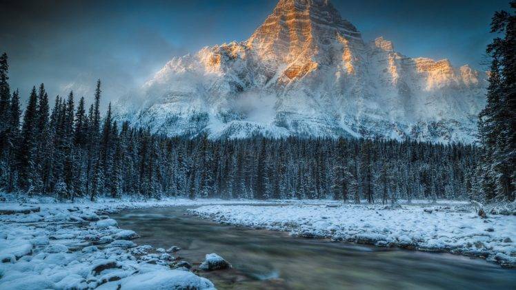 mountains,   landscape, Forest, River HD Wallpaper Desktop Background