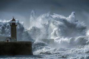 photography, Nature, Landscape, Lighthouse, Heavy, Waves, Wind, Portugal