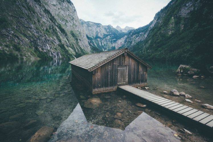 nature, Hut, Lake, Mountains,   landscape HD Wallpaper Desktop Background