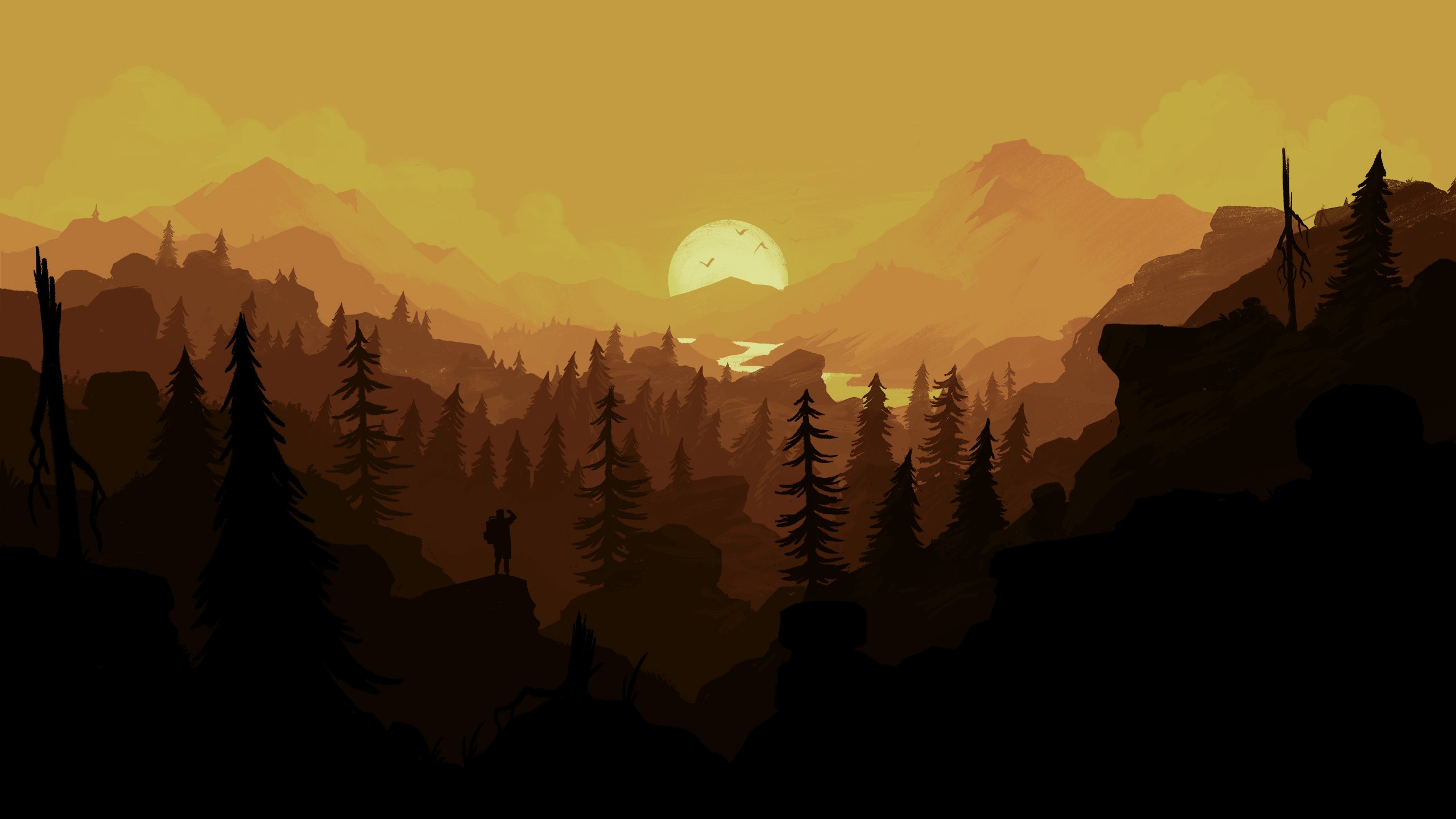 Firewatch, Hiking, Sunset, Forest Wallpaper