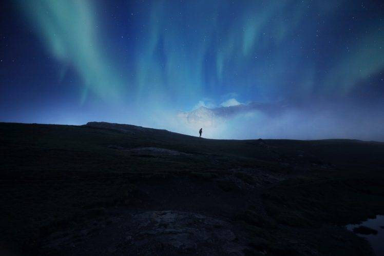 nature, Photography, Aurora boreal, Sky, Night, Stars, Mountains HD Wallpaper Desktop Background