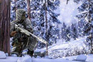 soldier, Snipers, Battlefield 4, Winter, Trees
