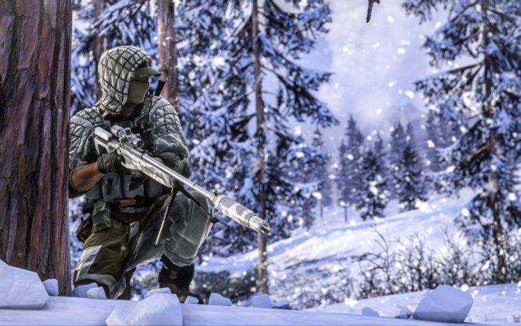 soldier, Snipers, Battlefield 4, Winter, Trees HD Wallpaper Desktop Background