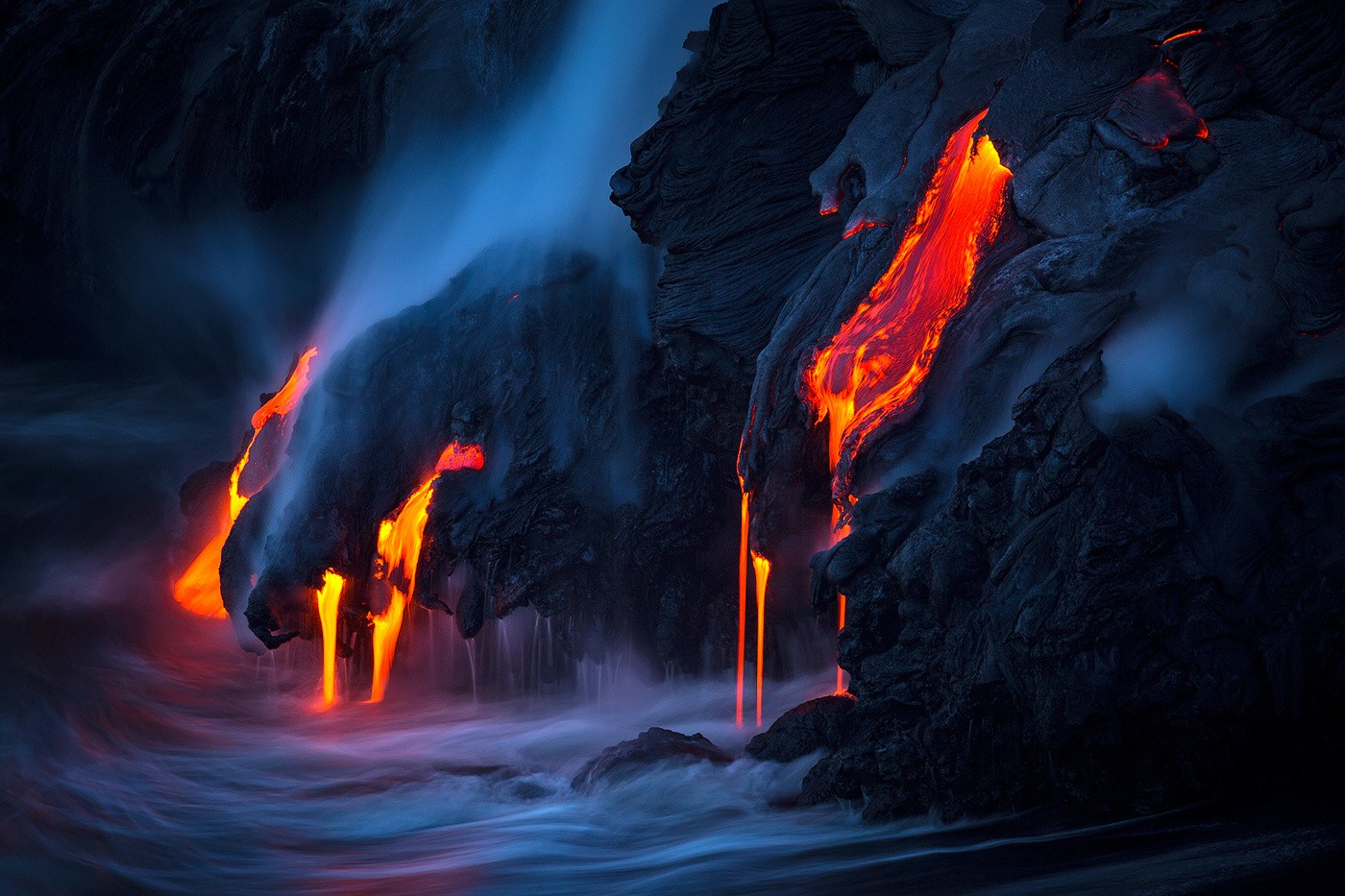 Tom Kualii, Nature, Rocks, Sea, Volcano, Smoke, Volcanic eruption, Lava, Hawaii, Island Wallpaper