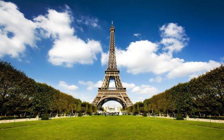 French, Architecture, Tower, France, Eiffel Tower, Trees, Sky, Clouds HD Wallpaper Desktop Background