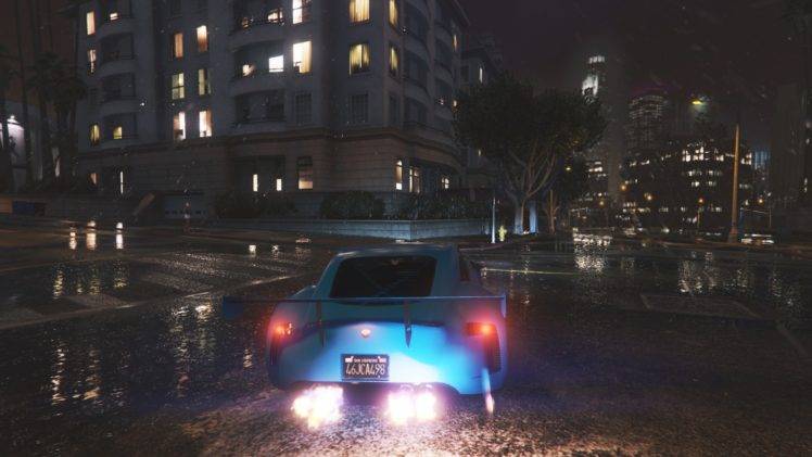 Grand Theft Auto V, Car, Rain, Street HD Wallpaper Desktop Background