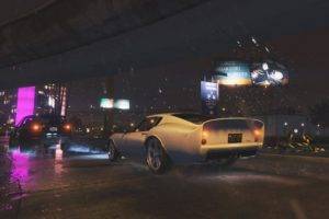 Grand Theft Auto V, Car, Rain, Night, Traffic, Highway