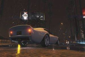 Grand Theft Auto V, Car, Rain, Night, Highway