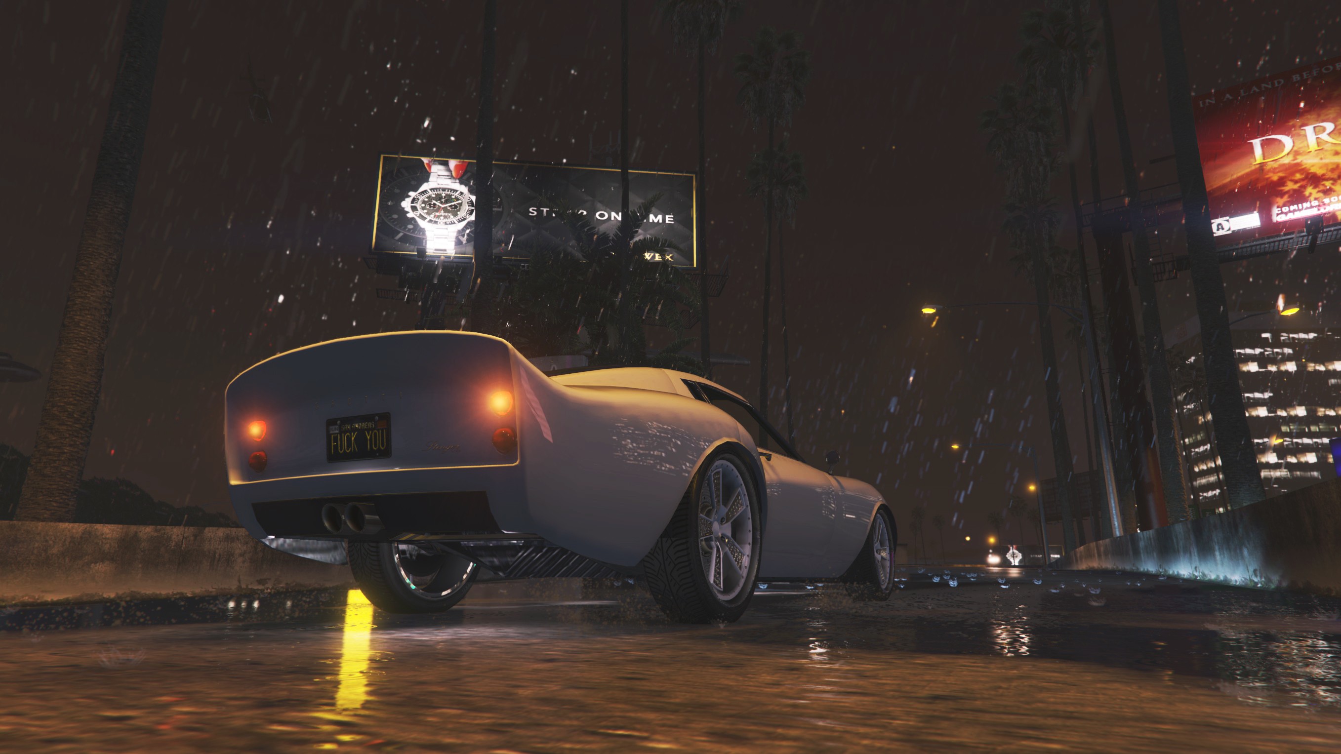 Grand Theft Auto V, Car, Rain, Night, Highway Wallpaper
