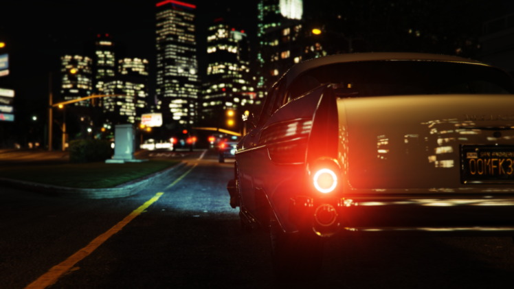Grand Theft Auto V, Car, Night, Street, Traffic HD Wallpaper Desktop Background