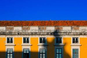 Lisbon, Window, Yellow, Sky, Architecture, Old