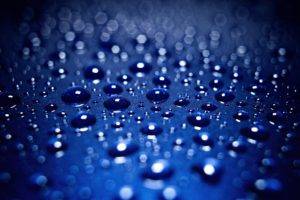 nature, Blue, Blue background, Water drops, Depth of field, Bokeh, Reflection