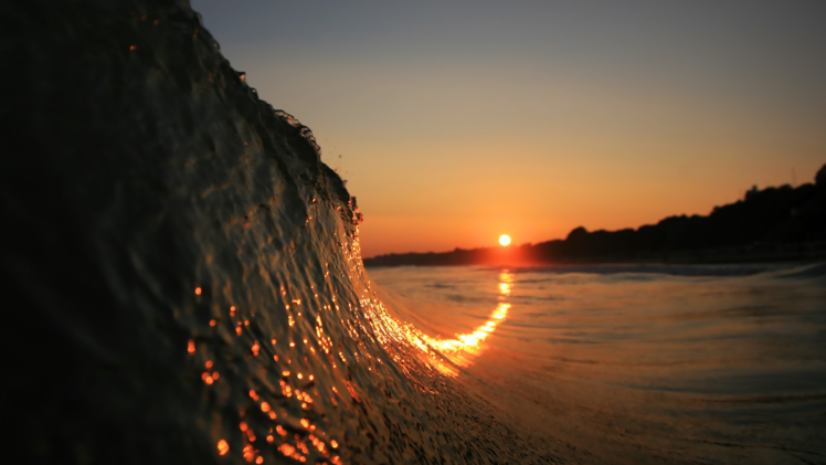 waves, Sunset HD Wallpaper Desktop Background