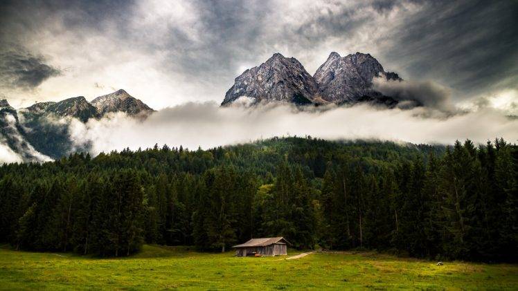 landscape, Mountains, Forest, Cabin HD Wallpaper Desktop Background