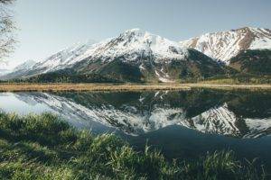 mountains, Nature, Lake, Forest, Reflection, Grass, Trees, Landscape