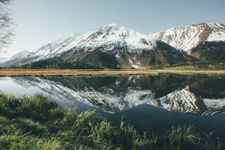 mountains, Nature, Lake, Forest, Reflection, Grass, Trees, Landscape HD Wallpaper Desktop Background