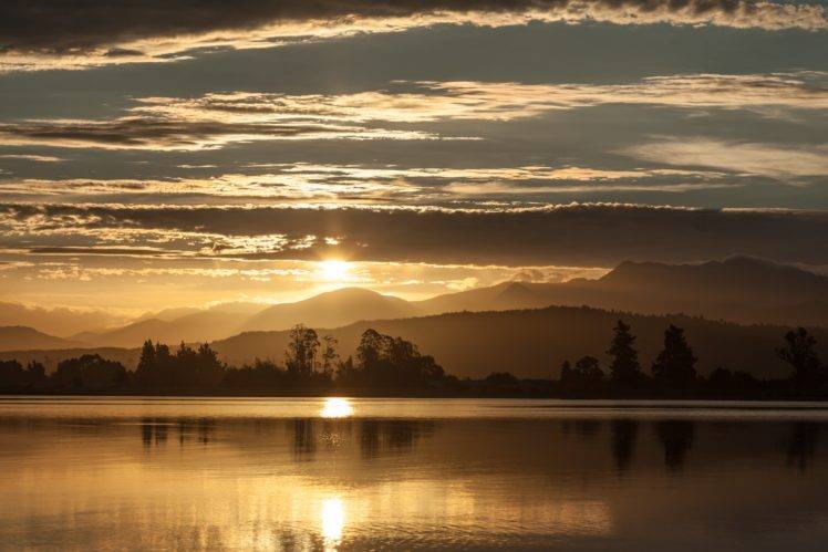 New Zealand, Landscape, Sunset, Sun rays HD Wallpaper Desktop Background