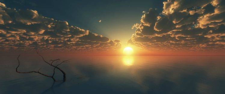 Sun, Clouds, Water HD Wallpaper Desktop Background