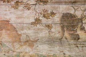 nature, Animals, Digital art, Deer, Wooden surface, Wood, Painting, Planks, Branch, Leaves