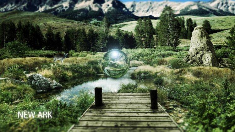 mountains, Forest, Landscape, Photo manipulation HD Wallpaper Desktop Background