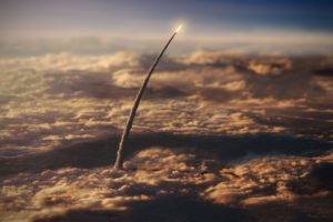 space, NASA, Tilt shift, Clouds, Rocket, Launch, Smoke