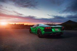 Lamborghini, Sunlight, Car, Vehicle, Lamborghini Aventador, Green cars