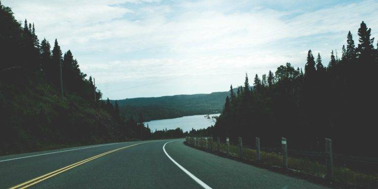road, Forest, Canada, Highway, Lake HD Wallpaper Desktop Background
