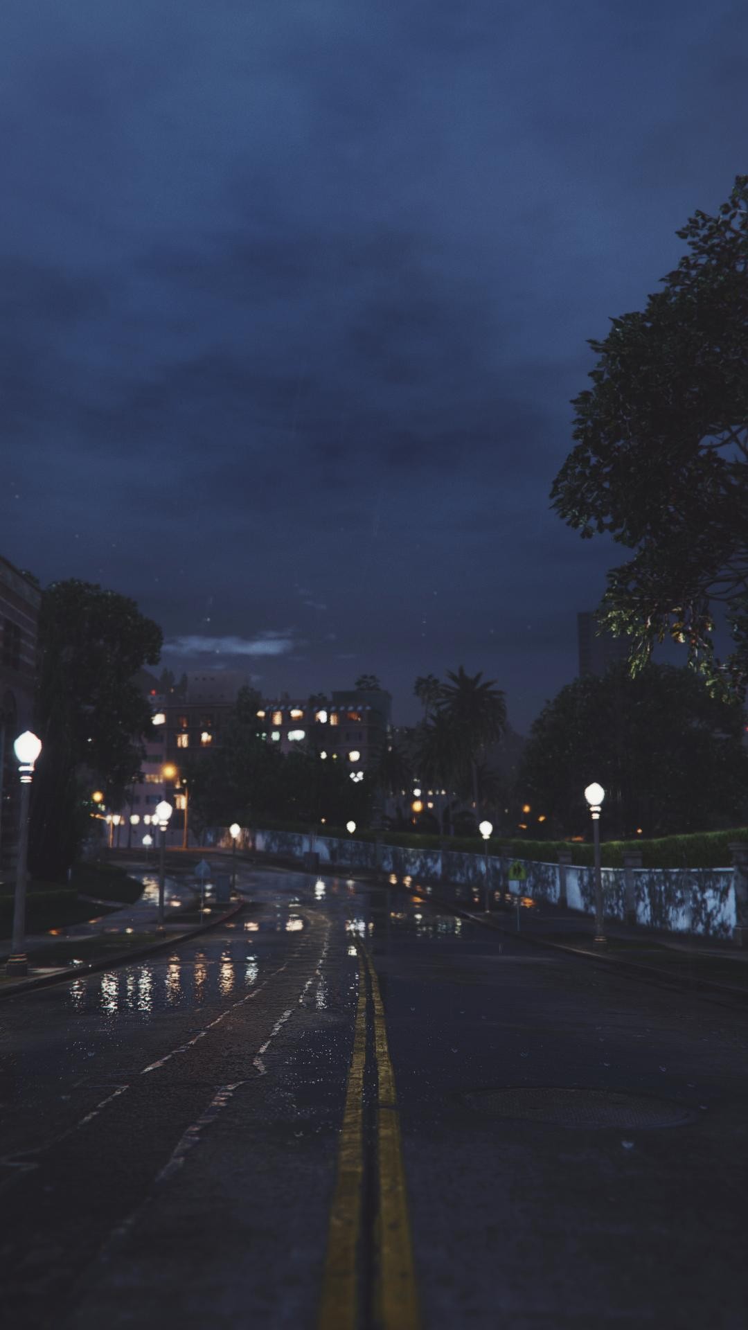 rain, Road, Night, Night sky, Lights, City Wallpaper