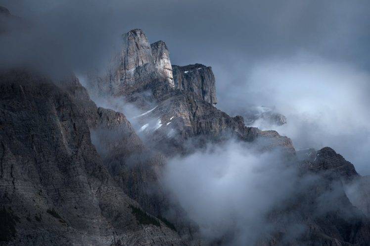 landscape, Photography, Nature, Mountains, Mist, Clouds, Cliff, Daylight, Canada HD Wallpaper Desktop Background