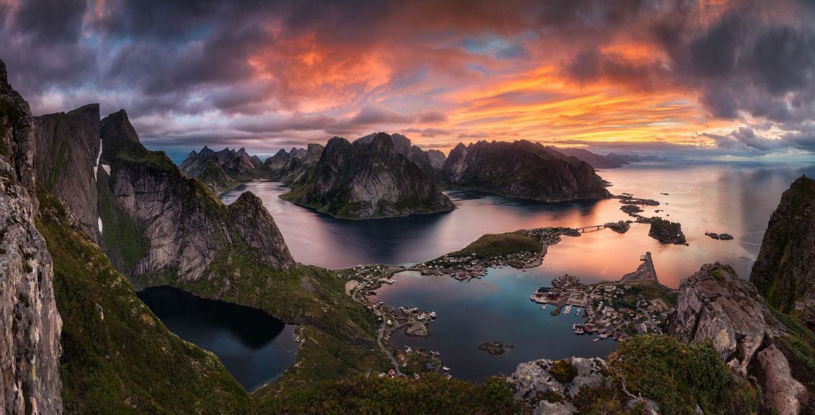landscape, Photography, Nature, Morning, Sunlight, Island, Sea, Town, Clouds, Lofoten Islands, Norway Wallpaper