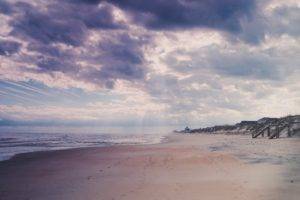 photography, Beach, Footprints, Clouds, Sky