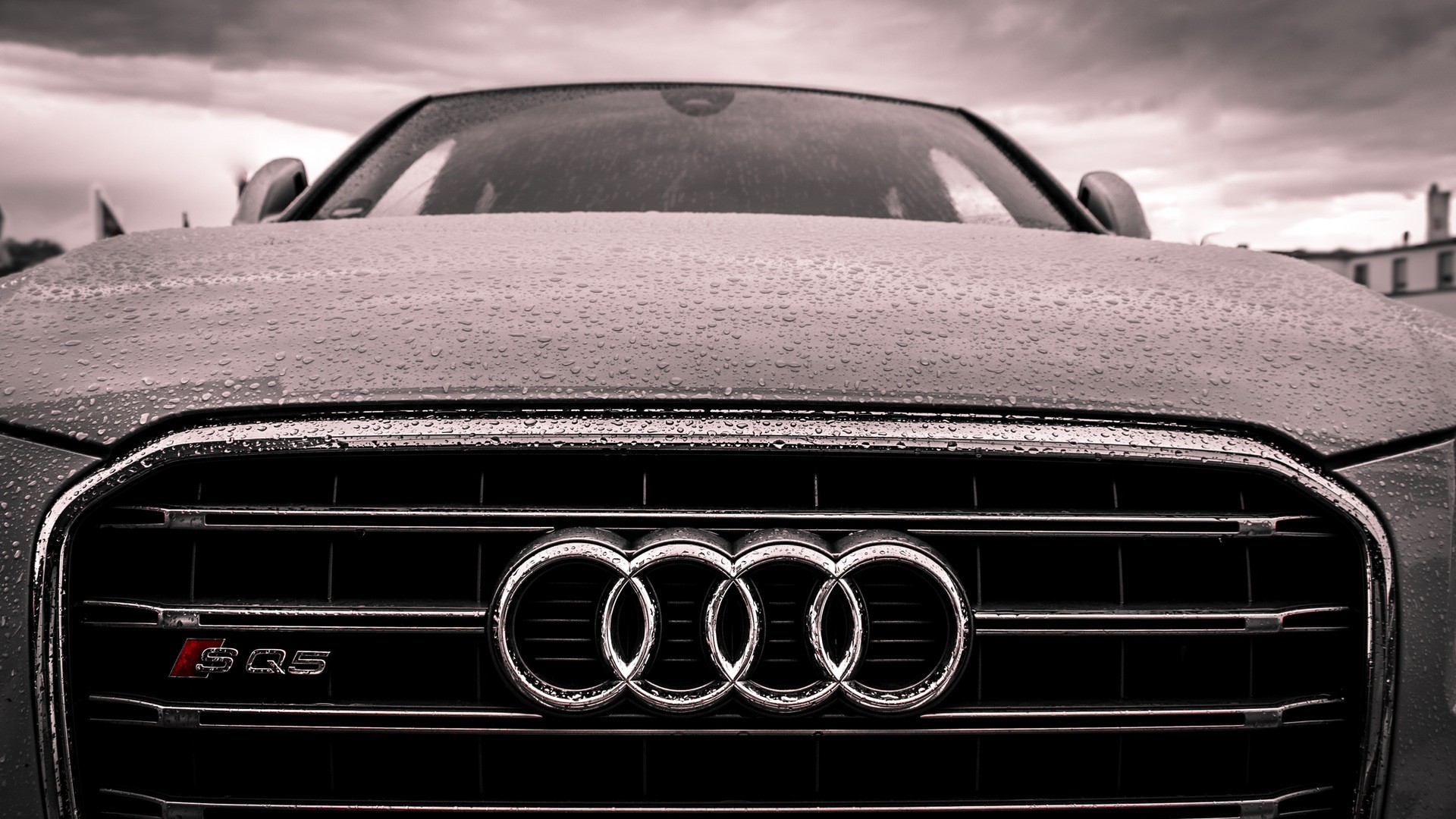 vehicle, Car, Audi, Vehicle front, Water drops, Clouds, Rain, Audi SQ5 Wallpaper