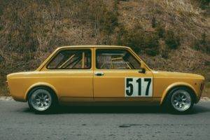 sports car, Vintage, Fiat 128, Yellow cars