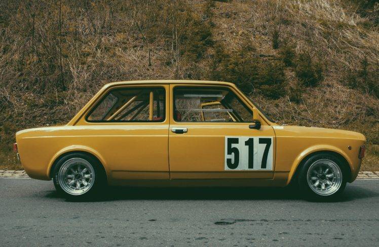 sports car, Vintage, Fiat 128, Yellow cars HD Wallpaper Desktop Background