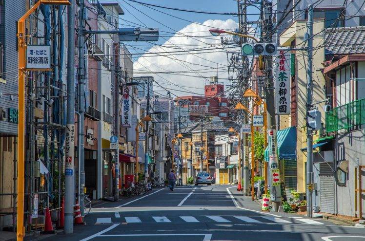 outdoors, Street, Urban, City, Japan, Tokyo, Building, Signs, Sky, Clouds HD Wallpaper Desktop Background