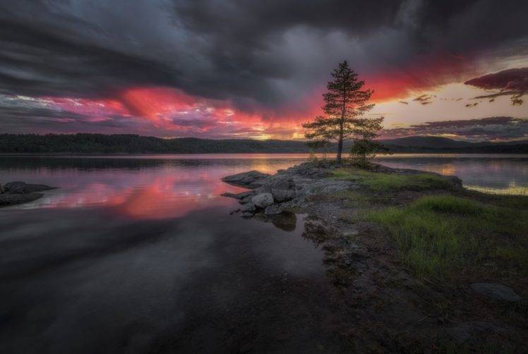 sunset, Lake, Nature HD Wallpaper Desktop Background