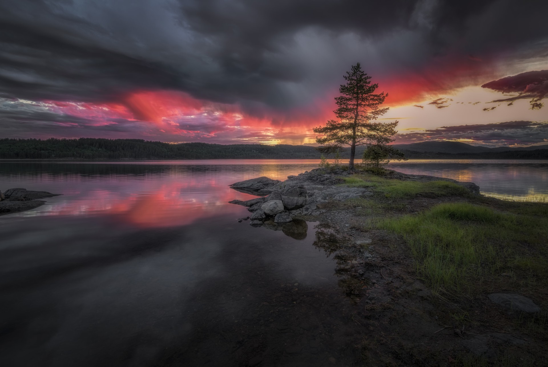 sunset, Lake, Nature Wallpaper