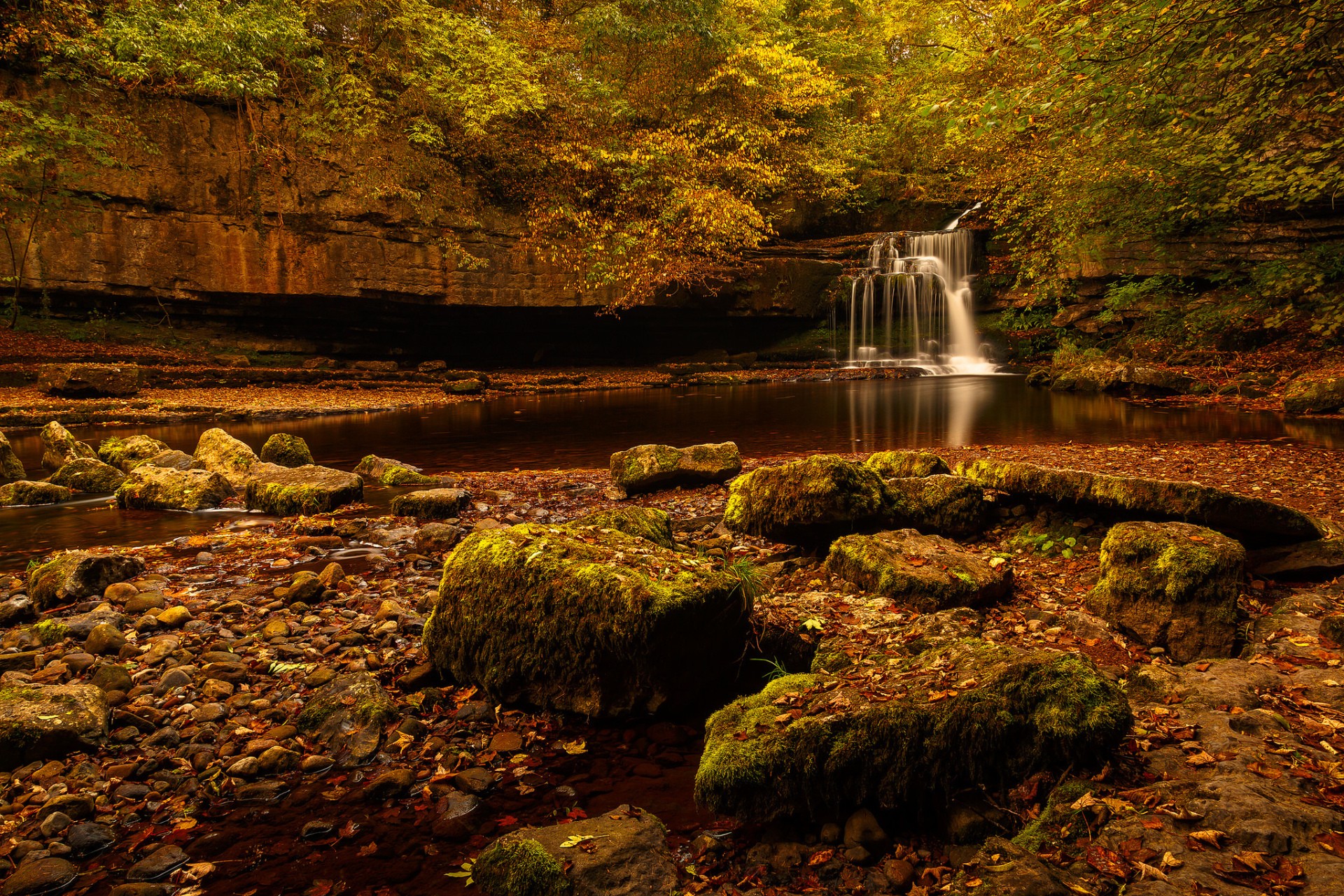 waterfall, Fall, Forest, Nature, Landscape, Stones, Water Wallpaper