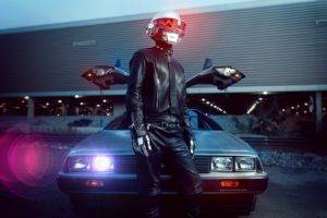car, Helmet, Daft Punk, DeLorean