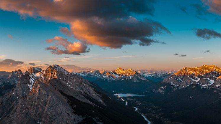 Alberta, Canada, Mountains, Clouds, Landscape HD Wallpaper Desktop Background