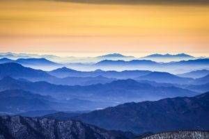 nature, Photography, Landscape, Mountains, Sunrise, Mist, Yellow, Sky, South Korea