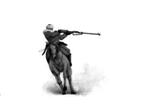 soldier, Gun, Horse