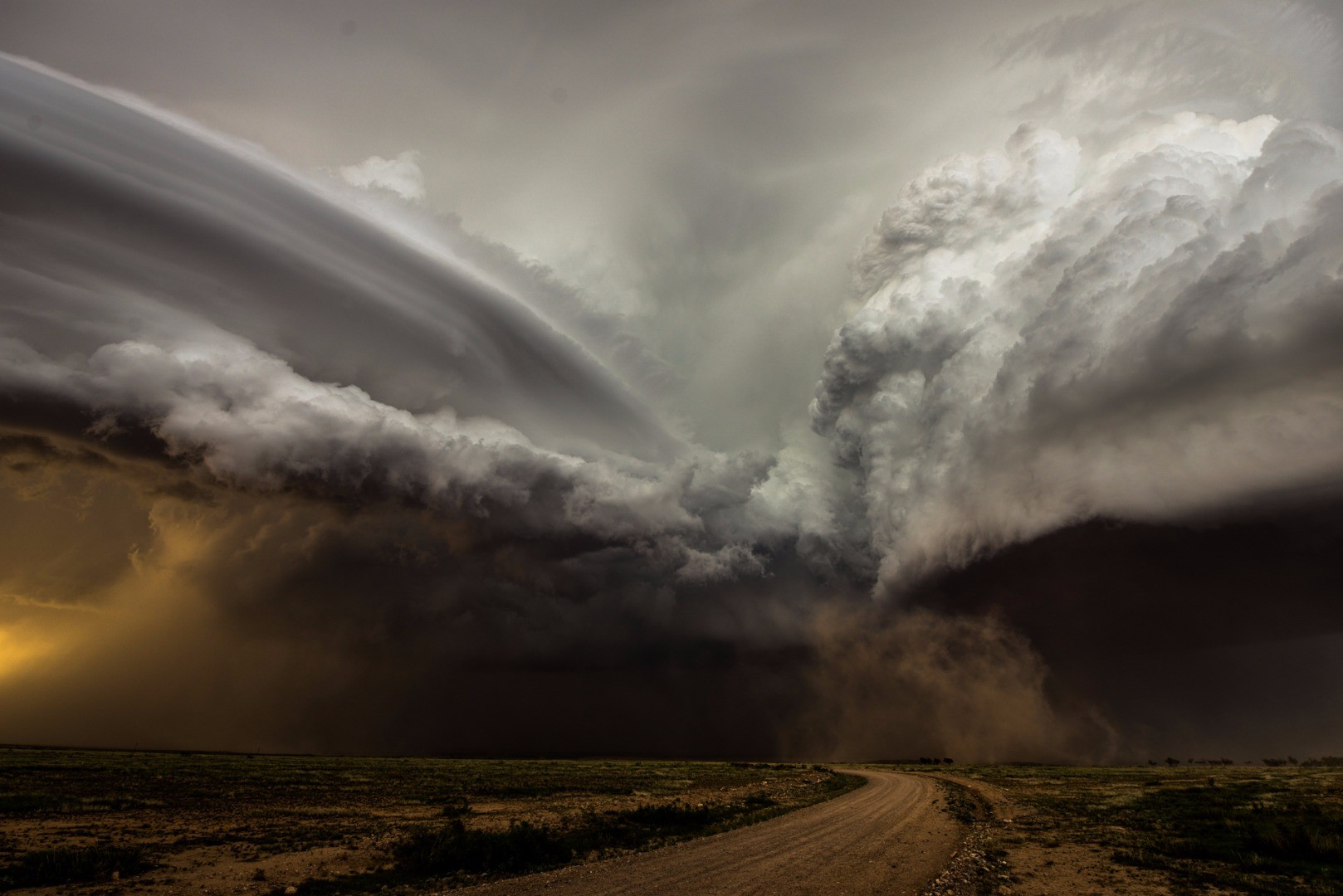 nature, Photography, Landscape, Storm, Clouds, Wind, Dirt road, Supercell (nature) Wallpaper