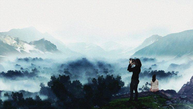 mountains, Camera, Nature, Mist HD Wallpaper Desktop Background