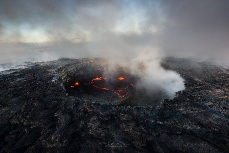 Tom Kualii, Volcano, Lava, Hawaii, Crater, Island, Smoke, Rocks HD Wallpaper Desktop Background
