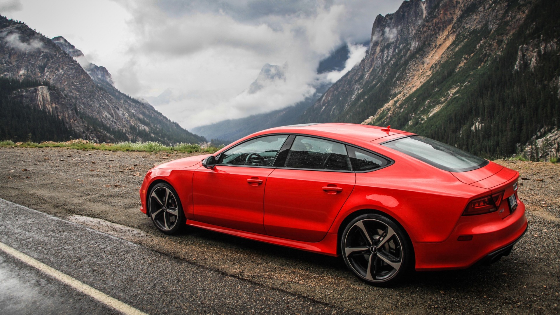 Audi RS7, Audi, Audizone, Red cars, Mountains, Vehicle, Car Wallpaper