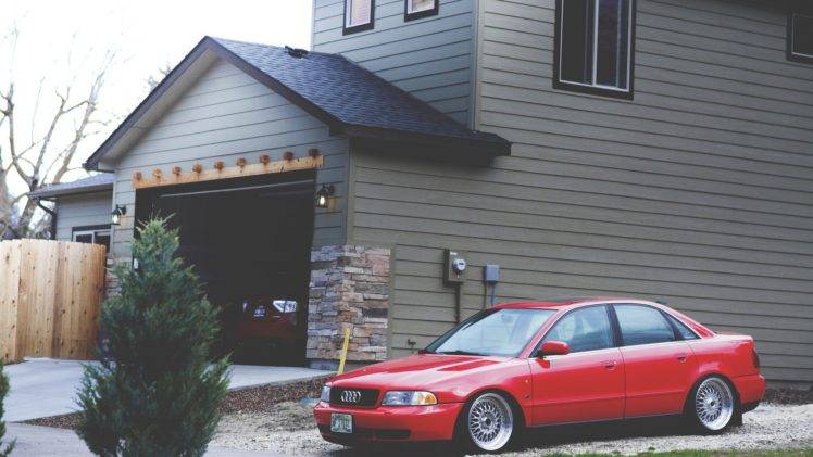 Audi A4, Audi S4, Car, Vehicle, House, Garages, Urban, Red cars HD Wallpaper Desktop Background