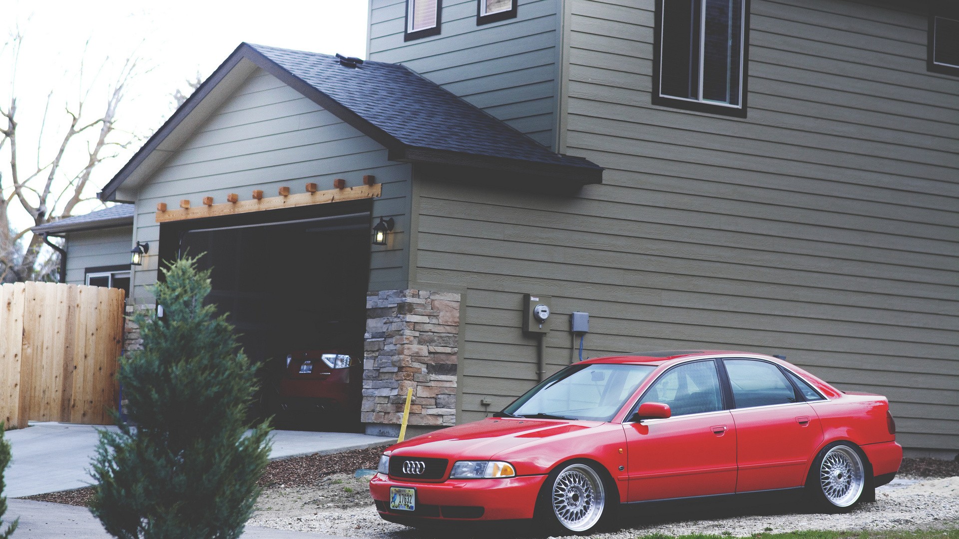 Audi A4, Audi S4, Car, Vehicle, House, Garages, Urban, Red cars Wallpaper